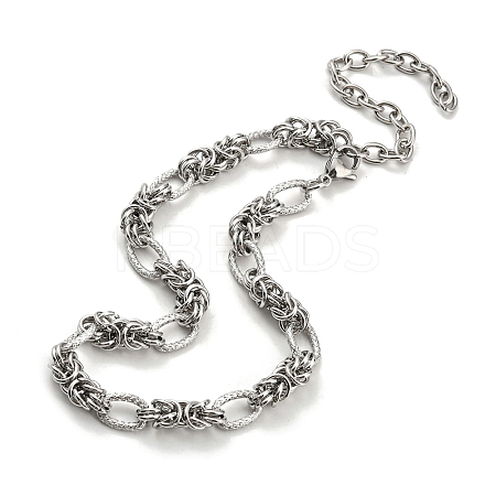 Non-Tarnish 304 Stainless Steel Byzantine Chain Necklaces NJEW-P285-03P-1