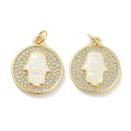 Brass Micro Pave Clear Cubic Zirconia Pendants KK-L213-039G-02-1