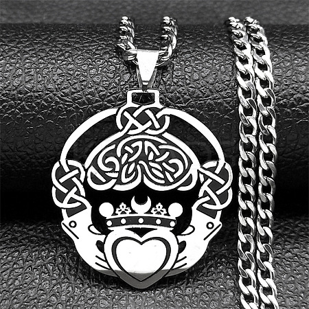 201 Stainless Steel Pendant Necklaces NJEW-C066-12P-1