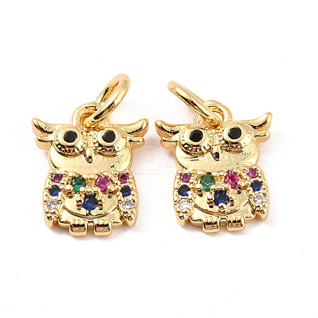 Rack Plating Brass Micro Pave Cubic Zirconia Charms ZIRC-C035-05G-1