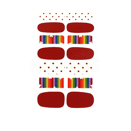 Rainbow Polka Dot Style Full Cover Nail Wraps Stickers LS-MRMJ-T040-267-1