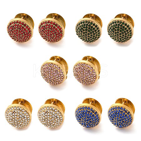 PVD Vacuum Plating 304 Stainless Steel Rhinestone Hoop Earrings for Women EJEW-Z076-06G-1