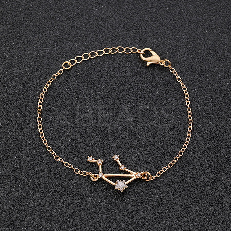 12 Constellations Alloy Rhinestone Link Bracelets WG43B2B-03-1