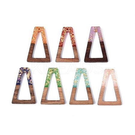 Opaque Resin and Walnut Wood Pendants RESI-T060-14M-1