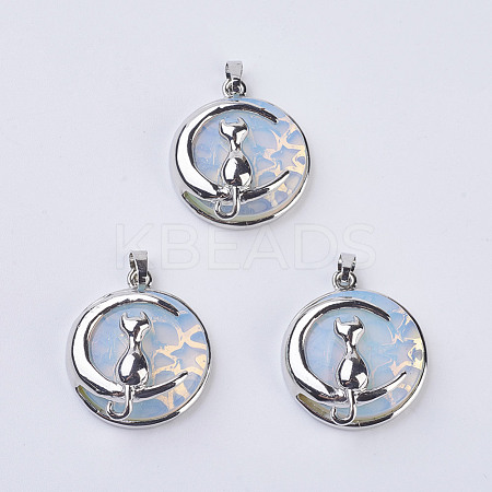 Opalite Kitten Pendants G-K234-D16-1