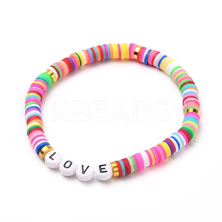 Polymer Clay Heishi Beads Stretch Bracelets BJEW-JB05710-03-1