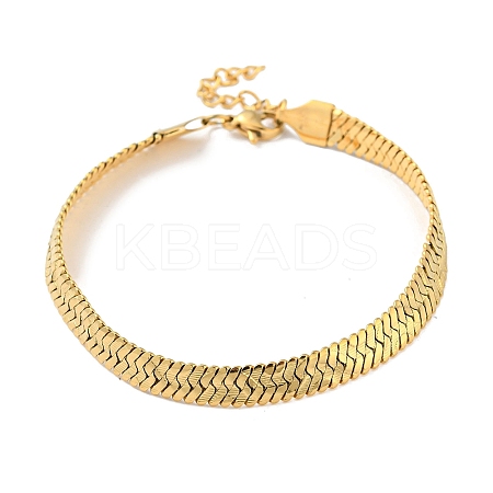 Ion Plating(IP) 304 Stainless Steel Herringbone Chain Bracelet BJEW-D028-02B-02G-1