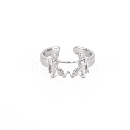 Non-Tarnish 304 Stainless Steel 12 Constellations/Zodiac Signs Open Cuff Ring for Women RJEW-S405-156P-F-1