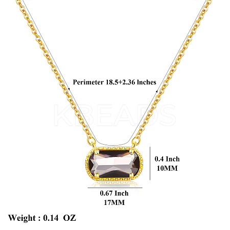 304 Stainless Steel Pave Cubic Zirconia Oval Birth Stone Pendant Necklaces for Women FS-WGC2097-05-1