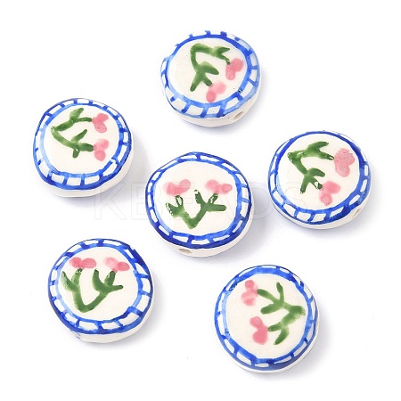 Flower Theme Handmade Porcelain Beads X1-LAMP-D303-06C-02-1