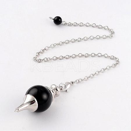 Natural Obsidian Sphere Dowsing Pendulums BJEW-E292-A04-1
