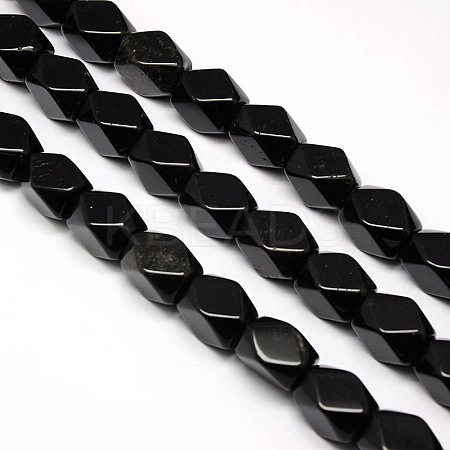 Natural Obsidian Faceted Rhombus Beads Strands G-L235A-05-1