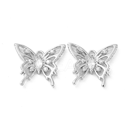 Hollow Brass Micro Pave Cubic Zirconia Pendants KK-H460-51P-1