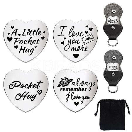Heart Double-Sided Engraved Stainless Steel Commemorative Decision Maker Coin Set AJEW-GL0002-01K-1