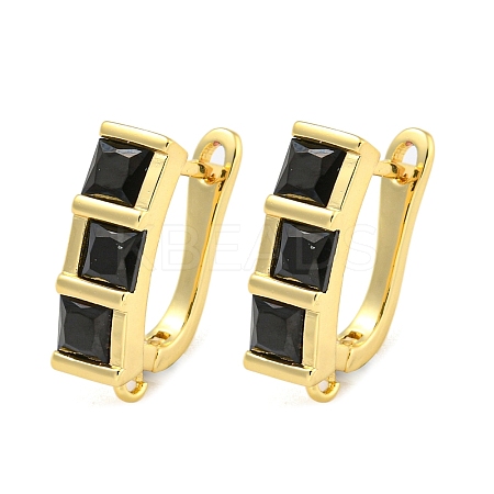 Rack Plating Brass Micro Pave Cubic Zirconia Hoop Earring Findings EJEW-C102-22G-03-1