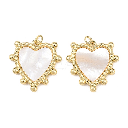 Natural Shell Heart Pendants KK-L251-42G-01-1