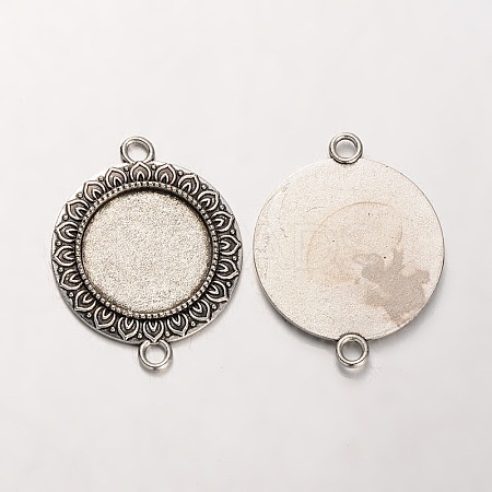 Tibetan Style Alloy Flat Round Cabochon Connector Bezel Settings LS-X-PALLOY-J494-07AS-1