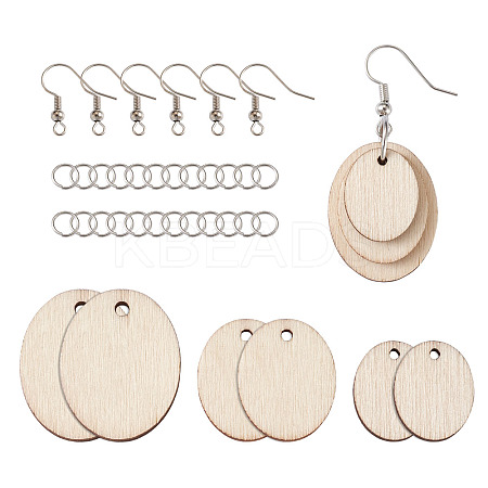 DIY Unfinished Wooden Pendant Earring Making Kits DIY-YS0001-17-1