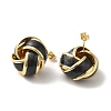 Real 18K Gold Plated Iron Enamel Stud Earrings for Women EJEW-M251-09G-02-2