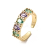 Brass Micro Pave Cubic Zirconia Cuff Rings for Women RJEW-K312-07G-4