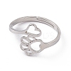 Non-Tarnish 201 Stainless Steel Heart & Dog Paw Prints Adjustable Ring for Women RJEW-K238-09P-1