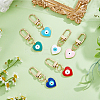 6Pcs 6 Colors Heart with Evil Eye Alloy Enamel Pendant Decoration KEYC-DC0001-27-4