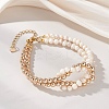 Natural Pearl & Synthetic Non-magnetic Hematite Beaded Bracelets for Women BJEW-JB13364-02-1