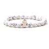 Synthetic Howlite & Turquoise Beads Stretch Bracelets for Men Women QO0012-7-1