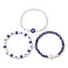 3Pcs Religion Polymer Clay & Glass & Synthetic Turquoise Beaded Stretch Bracelets Kit BJEW-JB10675-02-4