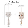 Owl Cotton Rope & Wood Beads Wind Chime Pendant HJEW-CF0001-05-2