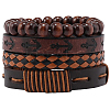 4Pcs 4 Styles PU Imitation Leather Braided Bracelets Sets BJEW-CL0001-13C-1