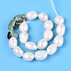 Natural Prehnite Nuggets & Natural Cultured Freshwater Pearl Beads Strands PEAR-N023-01A-10-3