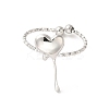 Non-Tarnish 304 Stainless Steel Heart Open Cuff Rings for Women RJEW-H136-03P-2