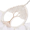 Wire Wrapped Natural Quartz Crystal Chip Teardrop with Tree of Life Wind Chime HJEW-K067-09P-06-3