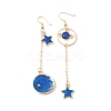 Blue Enamel Planet with Star Asymmetrical Earrings EJEW-WJ0017-07E-1