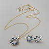 Wreath Alloy Rhinestone Pendant Necklace & Stud Earring Sets SJEW-WH0009-08B-1