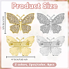 6Pcs 2 Colors Butterfly Alloy Rhinestone Lapel Pins for Backpack Clothes JEWB-OC0001-07-2