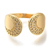 Rack Plating Brass Micro Pave Cubic Zirconia Open Cuff Rings for Women LS-RJEW-S244-01G-B-2