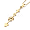 201 Stainless Steel Arrow & Sun & Star Pendant Necklace with Cable Chains NJEW-Q317-10G-3
