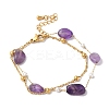 Nuggets Natural Amethyst & Imitation Pearl Multi-Strand Bracelets BJEW-P326-02A-G-1