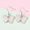 Natural Rose Quartz Brass Dangle Earrings EJEW-M081-01P-02-5