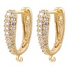 Brass Micro Pave Clear Cubic Zirconia Hoop Earring Findings ZIRC-YW0001-07G-1