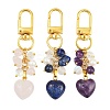 3Pcs Natural Lapis Lazuli & Rose Quartz & Amethyst Heart Pendant Decorations HJEW-JM04150-2