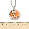 316 Surgical Stainless Steel Aromatherapy Diffuser Perfume Hollow Flat Round Pendant Box Chain Necklaces NJEW-R016-01P-07-5