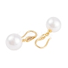 Rack Plating Brass Cubic Zirconia ABS Pearl Earring Hooks EJEW-S219-16G-02-2