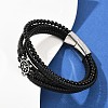 Microfiber Leather & Glass Multi-strand Bracelets for Men Women BJEW-H631-04A-AS-2
