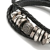 Braided PU Leather & Waxed Cords Triple Layer Multi-strand Bracelets BJEW-P329-10A-AS-2