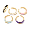 Brass Micro Pave Clear Cubic Zirconia Open Cuff Rings RJEW-U009-18G-1