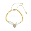 Rack Plating Brass Stretchable Bracelets with Cubic Zirconia for Women BJEW-D047-02G-01-1