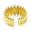 Brass with Cubic Zirconia Open Cuff Ring RJEW-B051-06G-3